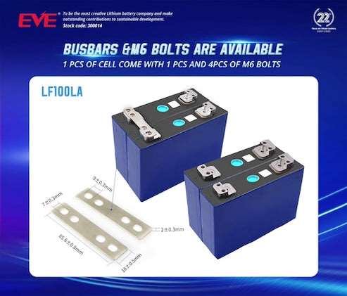 Призматичні елементи LiFePo4 3.2V 100Ah, EVE LF100LA